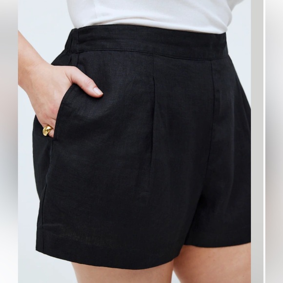 Madewell Pants - Madewell Large NEW Clean Pull-On Shorts Linen Black Classic Vacation Resort
